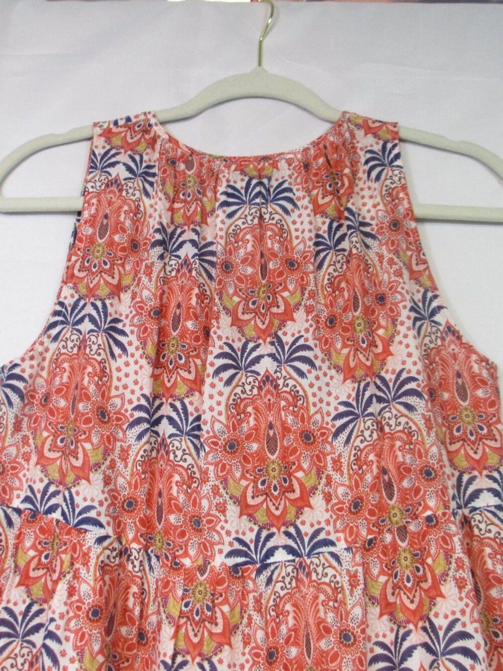 Cara Cara Orange Blue Paisley Sleeveless Maxi Dress with Tassel Tie Boho XS/S - Picture 4 of 10